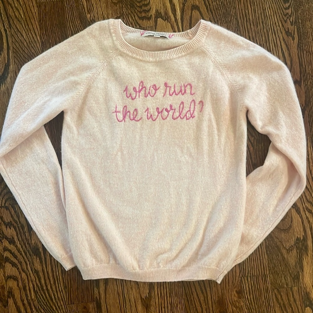 Girls' Pink Sweater with Empowering Slogan